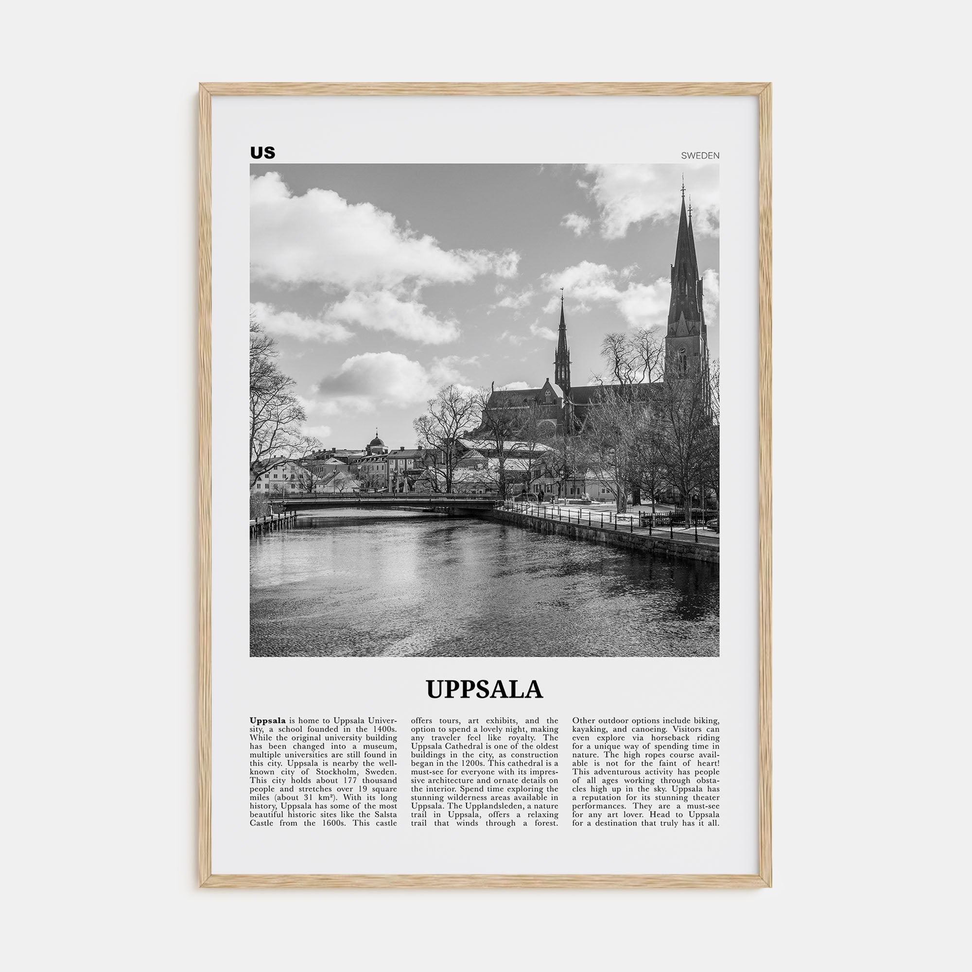 Uppsala Travel B&W Poster
