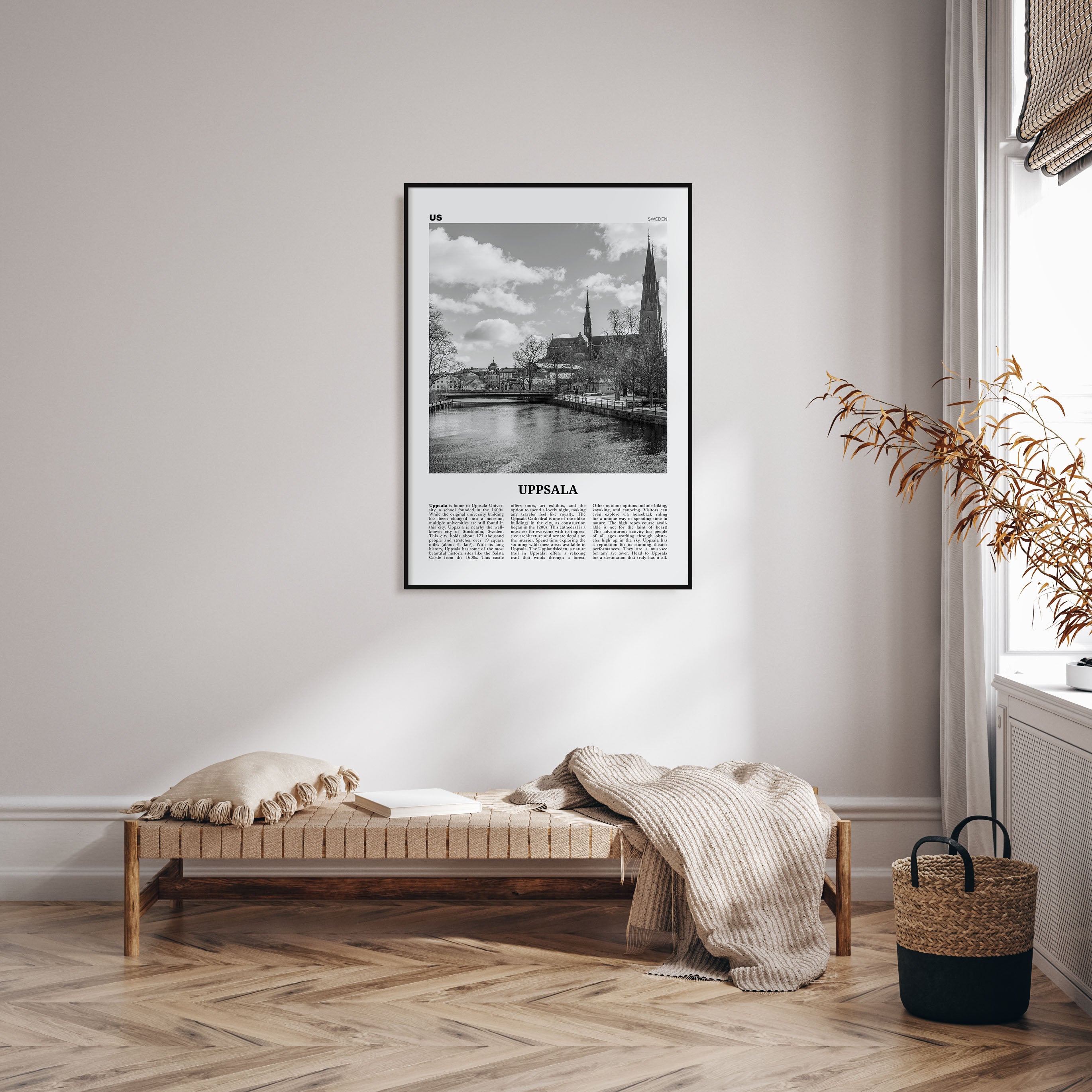 Uppsala Travel B&W Poster