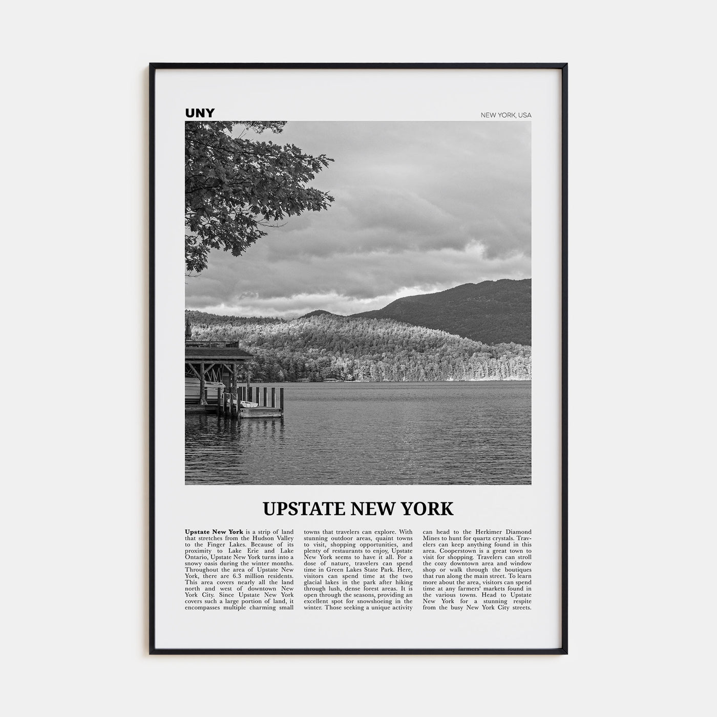 Upstate New York Travel B&W Poster