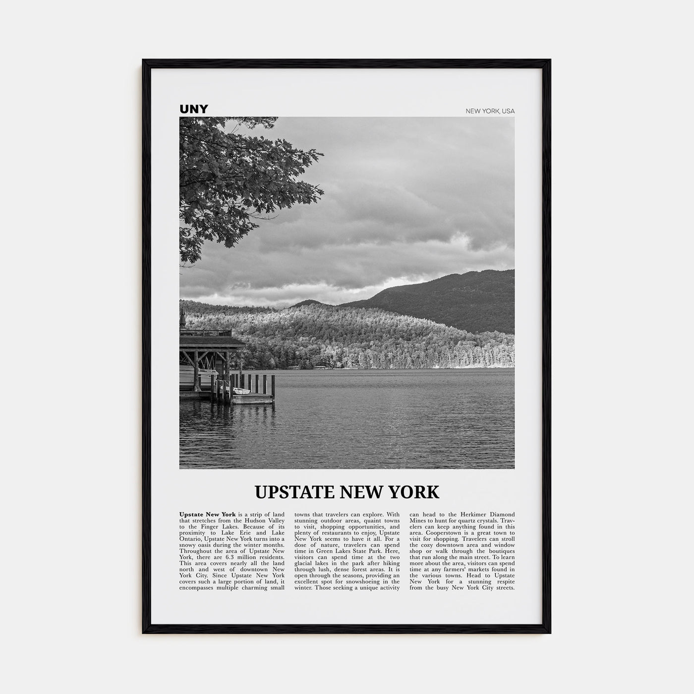 Upstate New York Travel B&W Poster