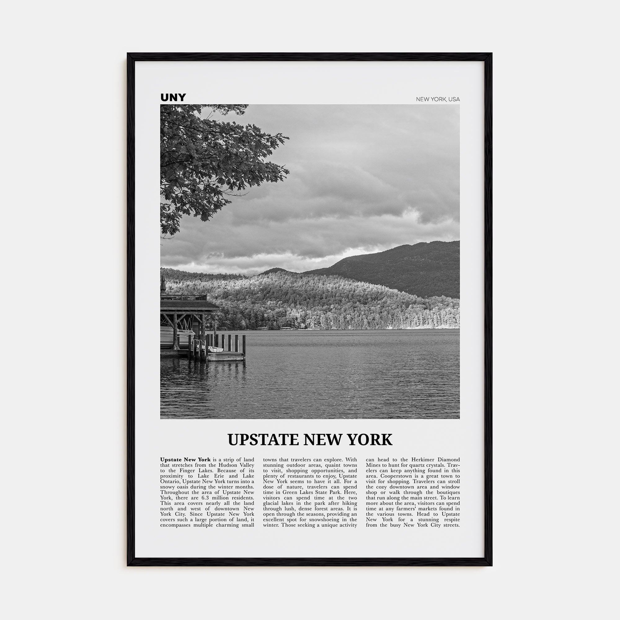 Upstate New York Travel B&W Poster