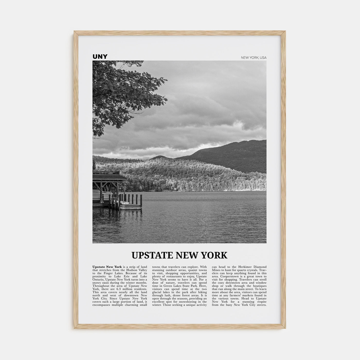 Upstate New York Travel B&W Poster