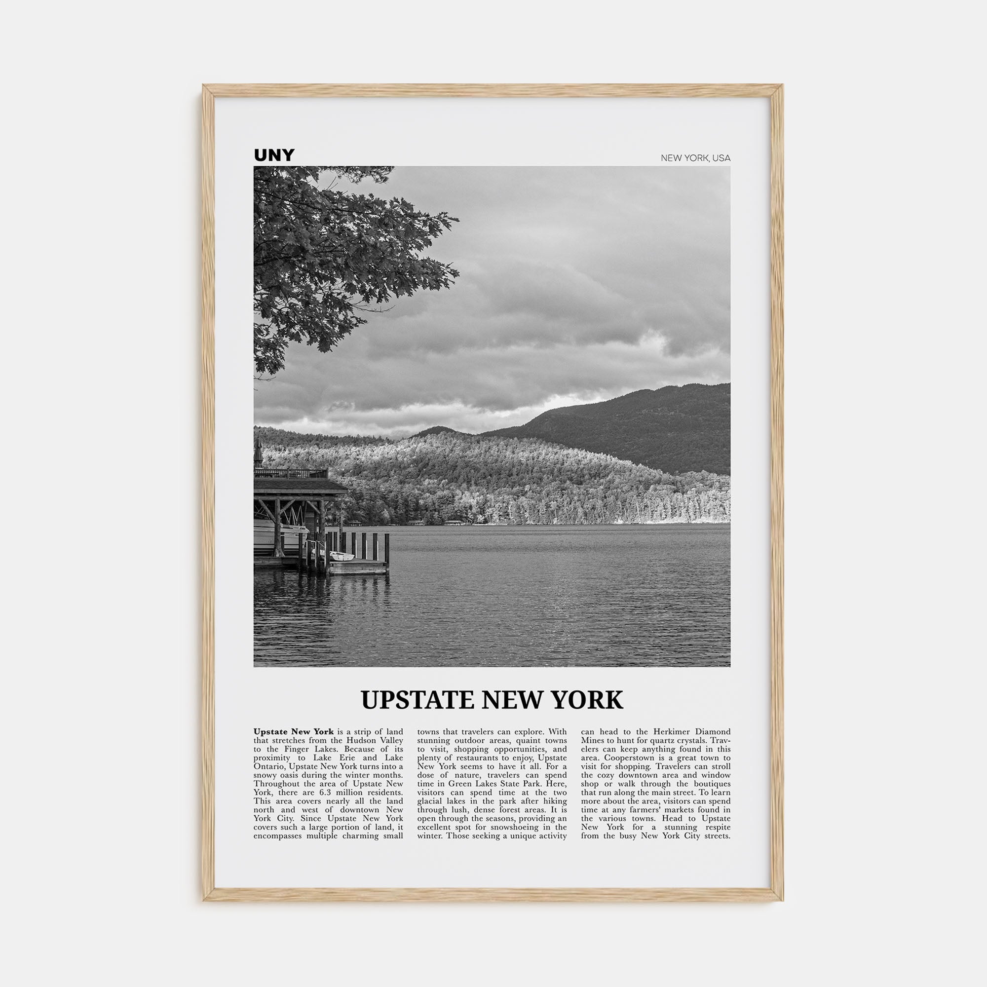 Upstate New York Travel B&W Poster