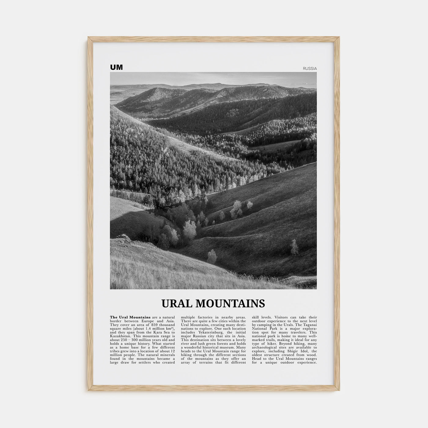 Ural Mountains Travel B&W Poster