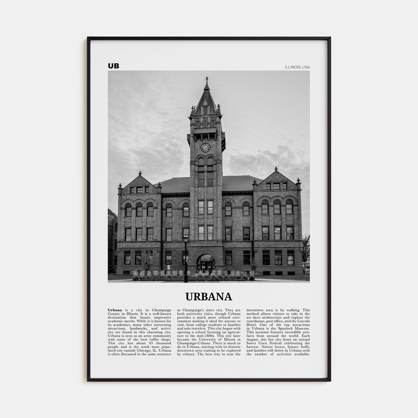 Urbana Travel B&W Poster
