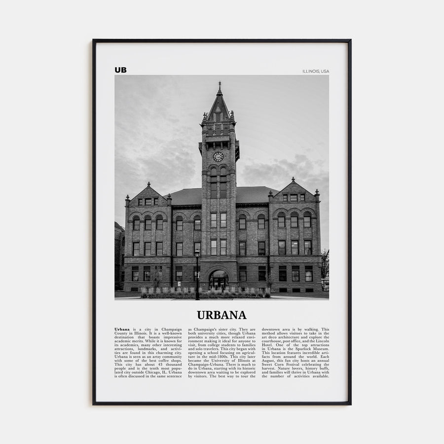 Urbana Travel B&W Poster