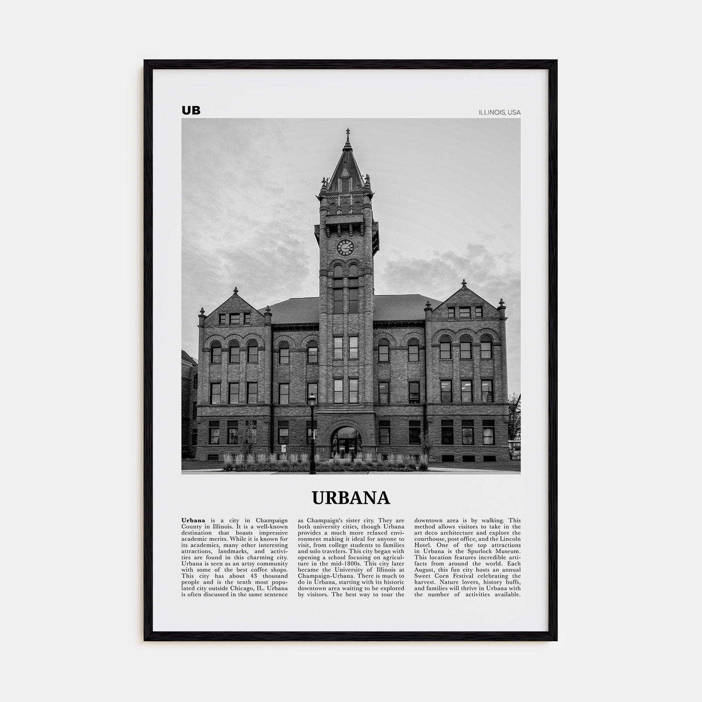 Urbana Travel B&W Poster