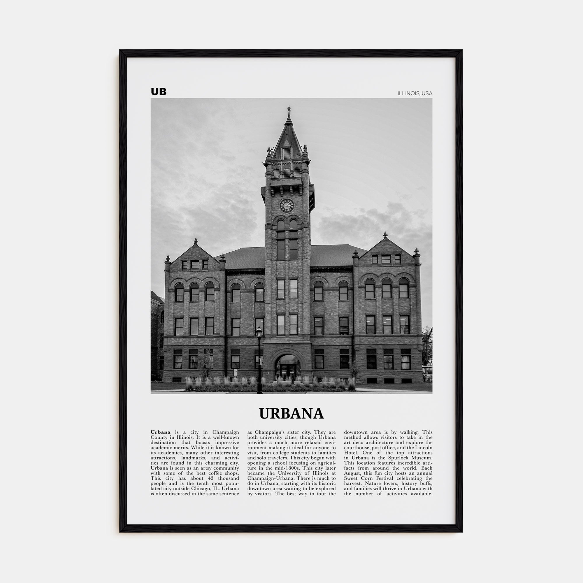 Urbana Travel B&W Poster