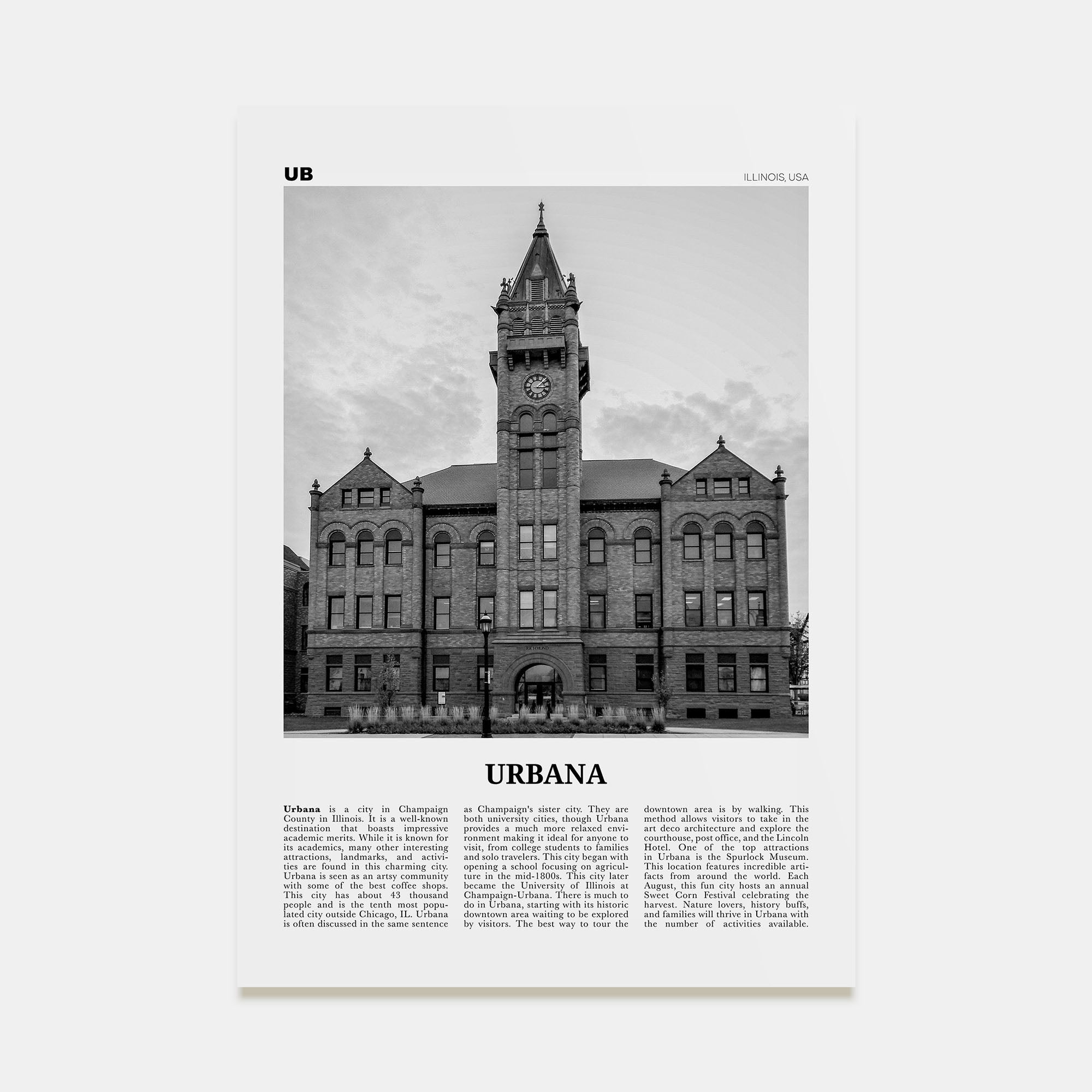 Urbana Travel B&W Poster