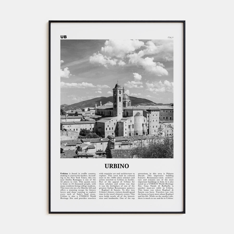 Urbino Travel B&W Poster