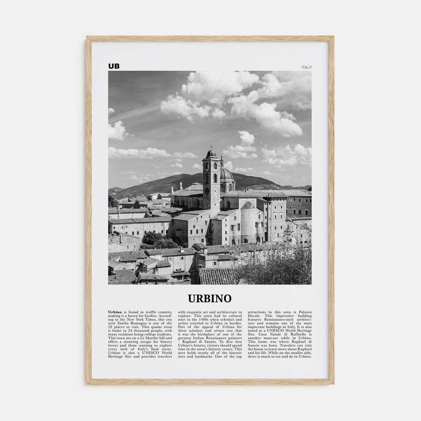 Urbino Travel B&W Poster
