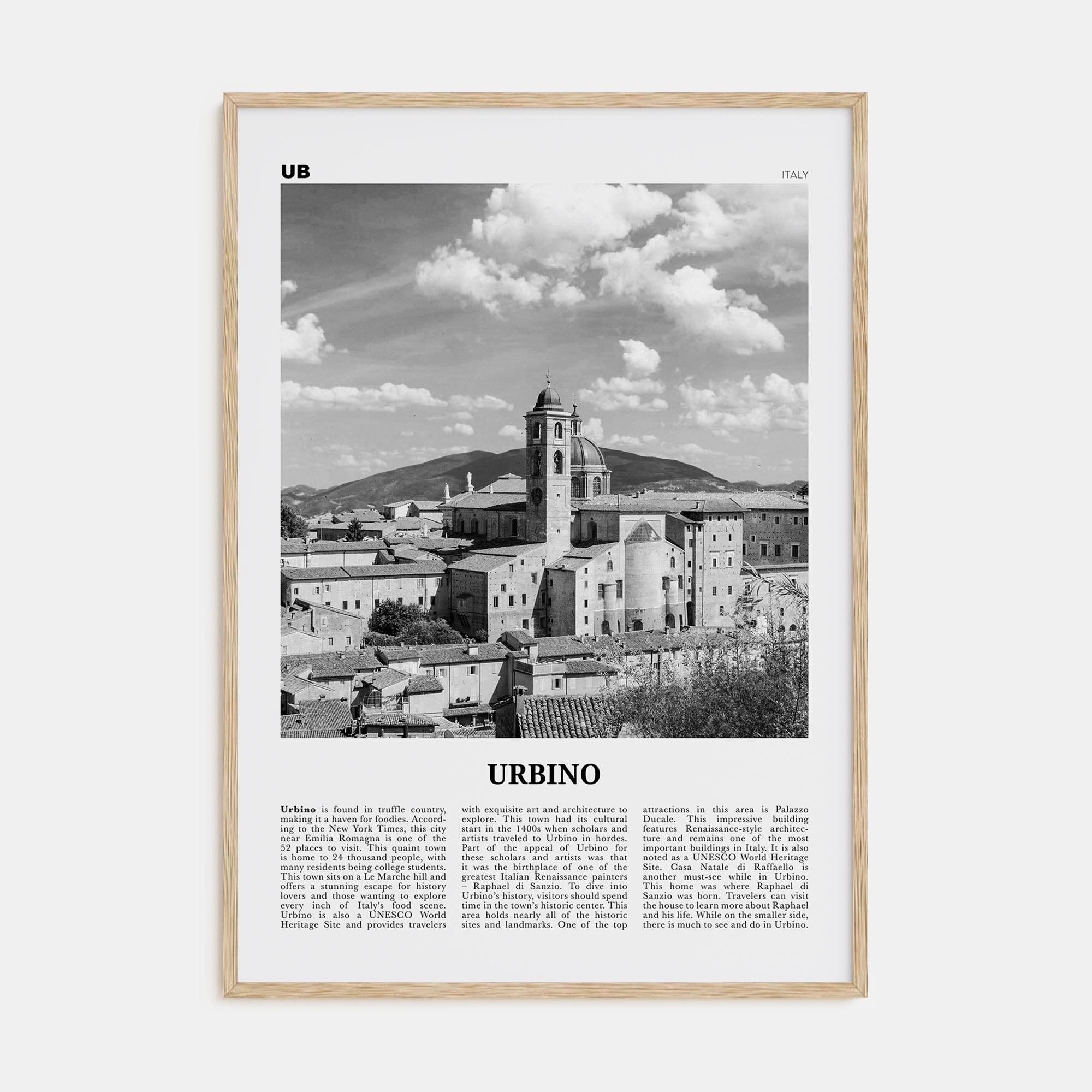 Urbino Travel B&W Poster