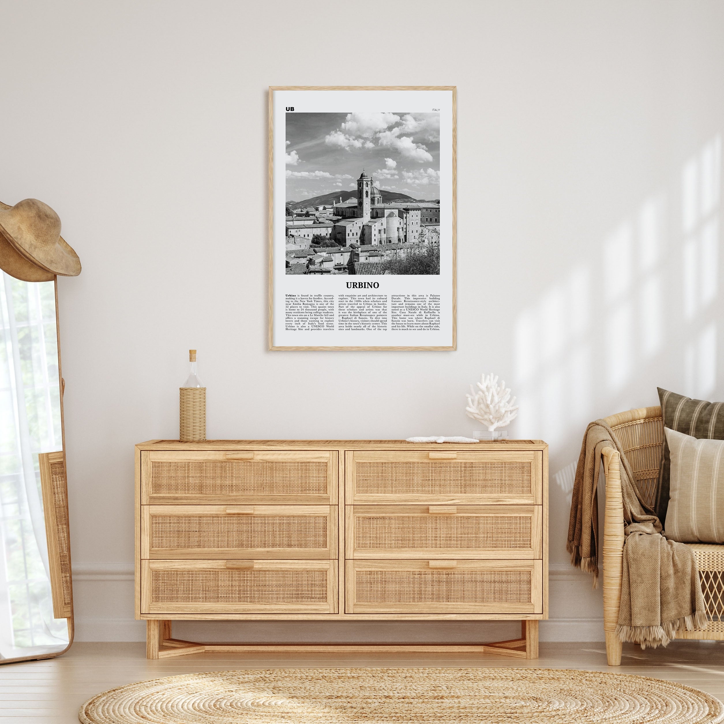Urbino Travel B&W Poster