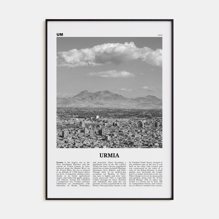 Urmia City Travel B&W Poster