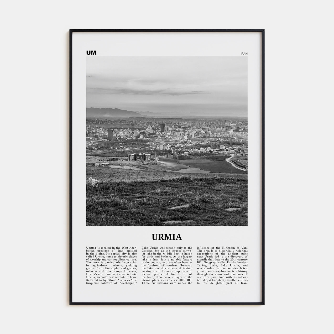 Urmia (County) Travel B&W Poster