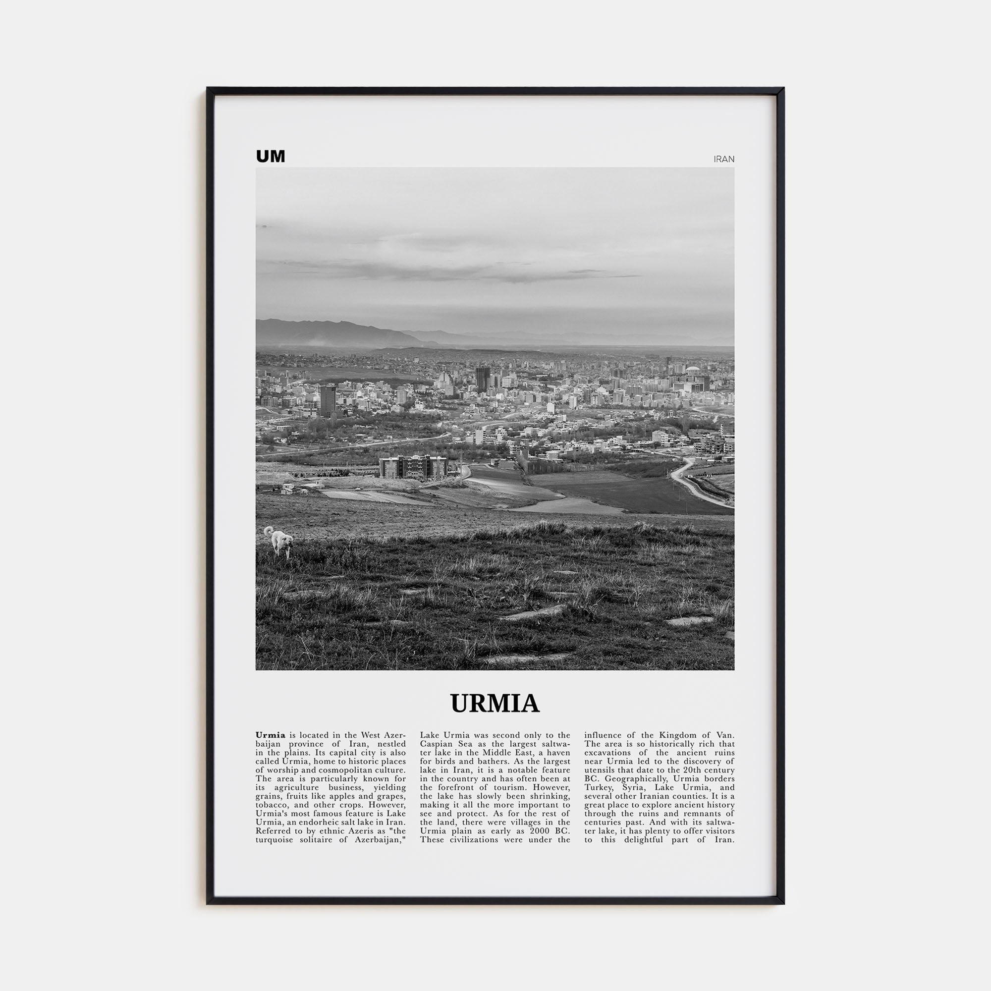 Urmia (County) Travel B&W Poster