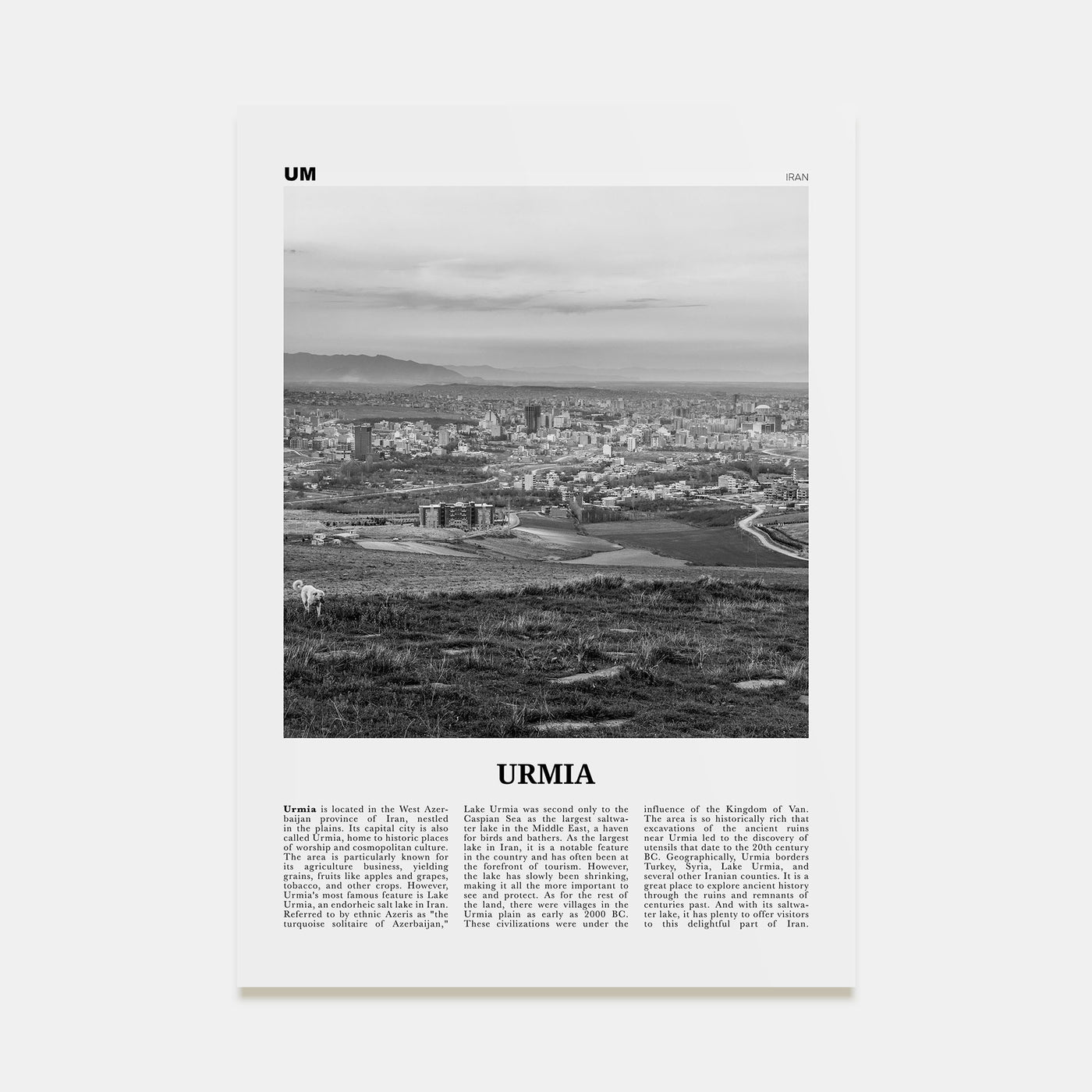 Urmia (County) Travel B&W Poster