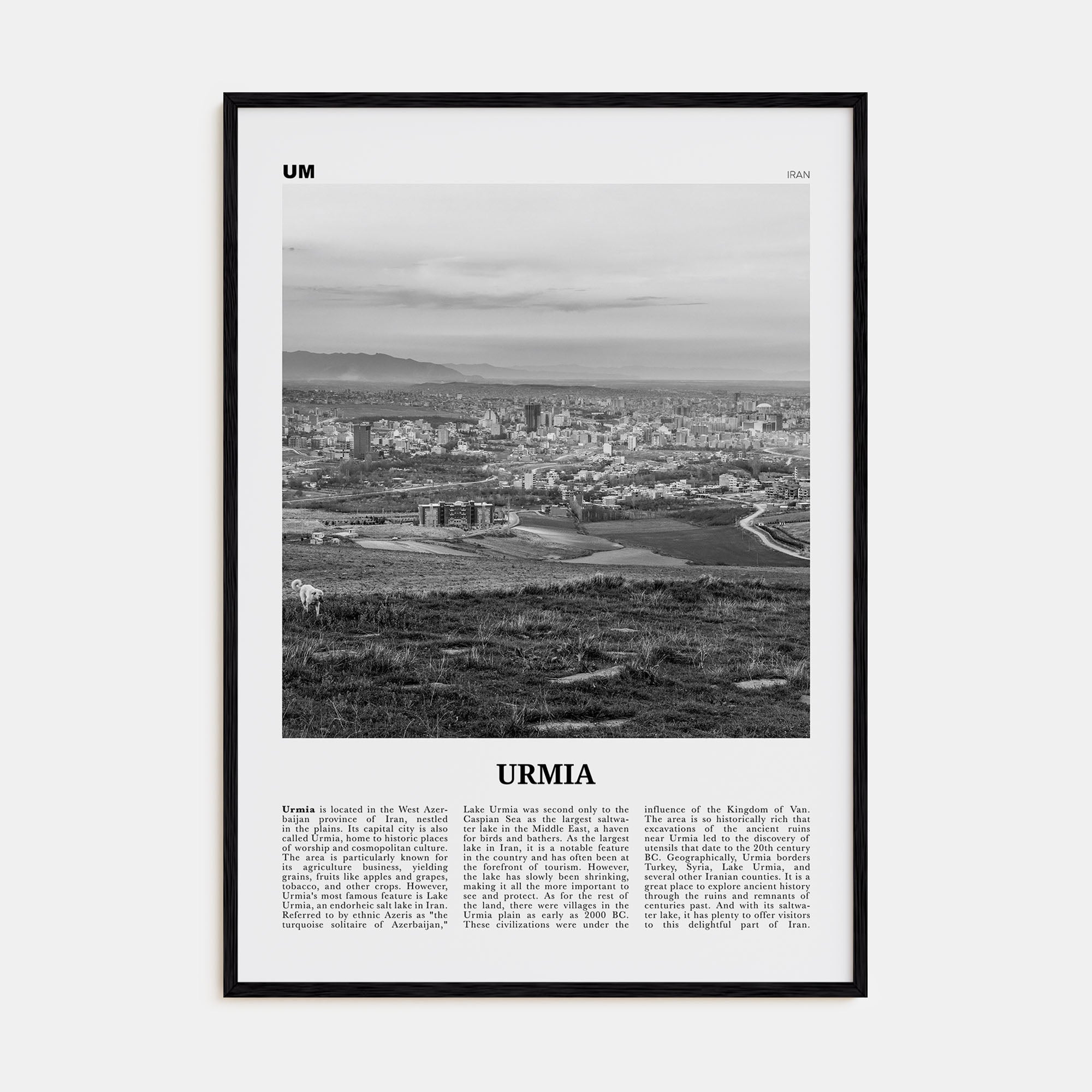 Urmia (County) Travel B&W Poster