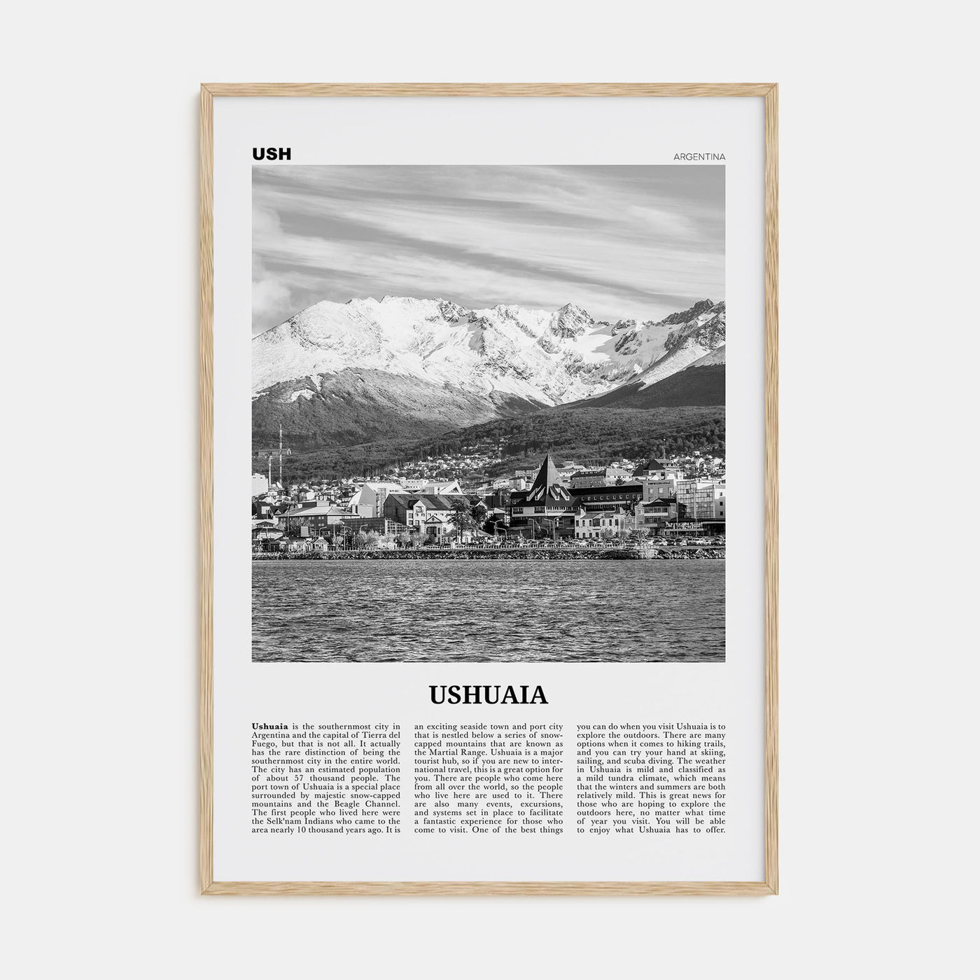 Ushuaia Travel B&W Poster