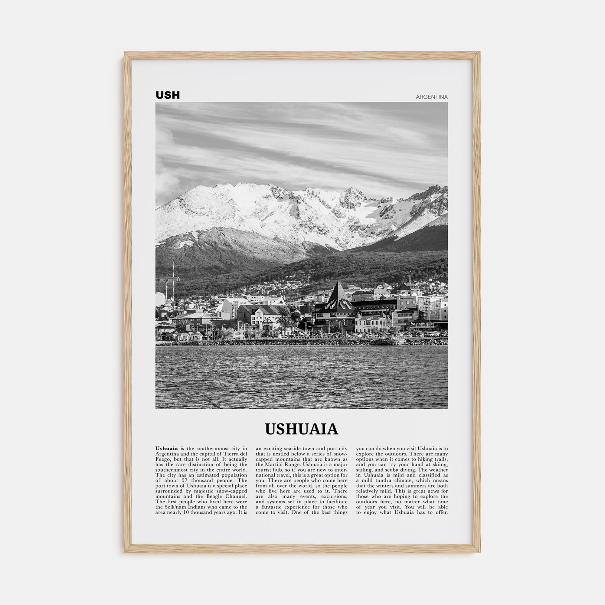 Ushuaia Travel B&W Poster