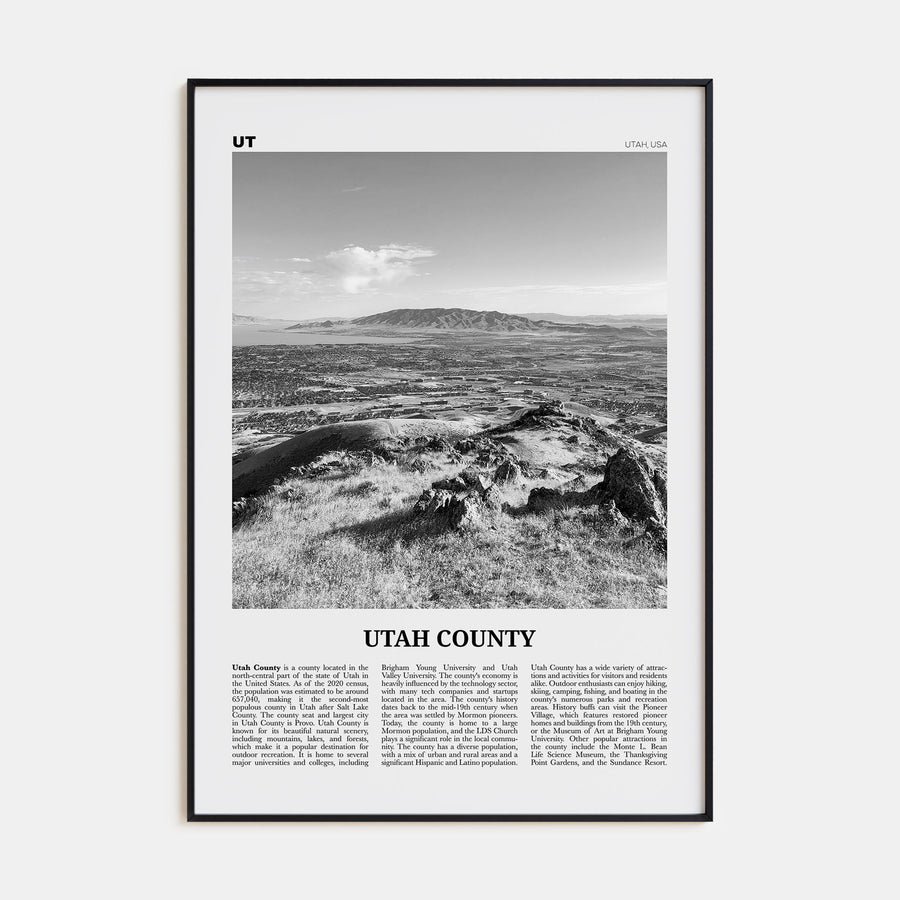 Utah County Travel B&W Poster