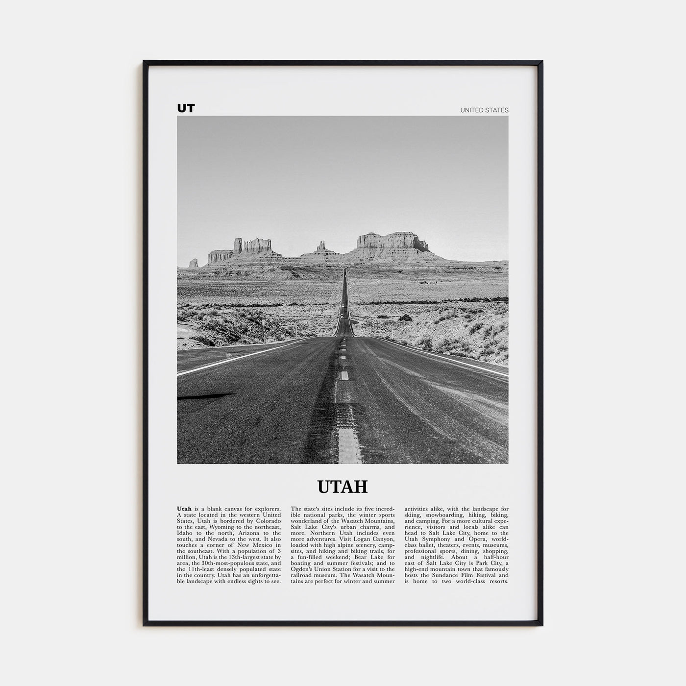 Utah Travel B&W No 1 Poster