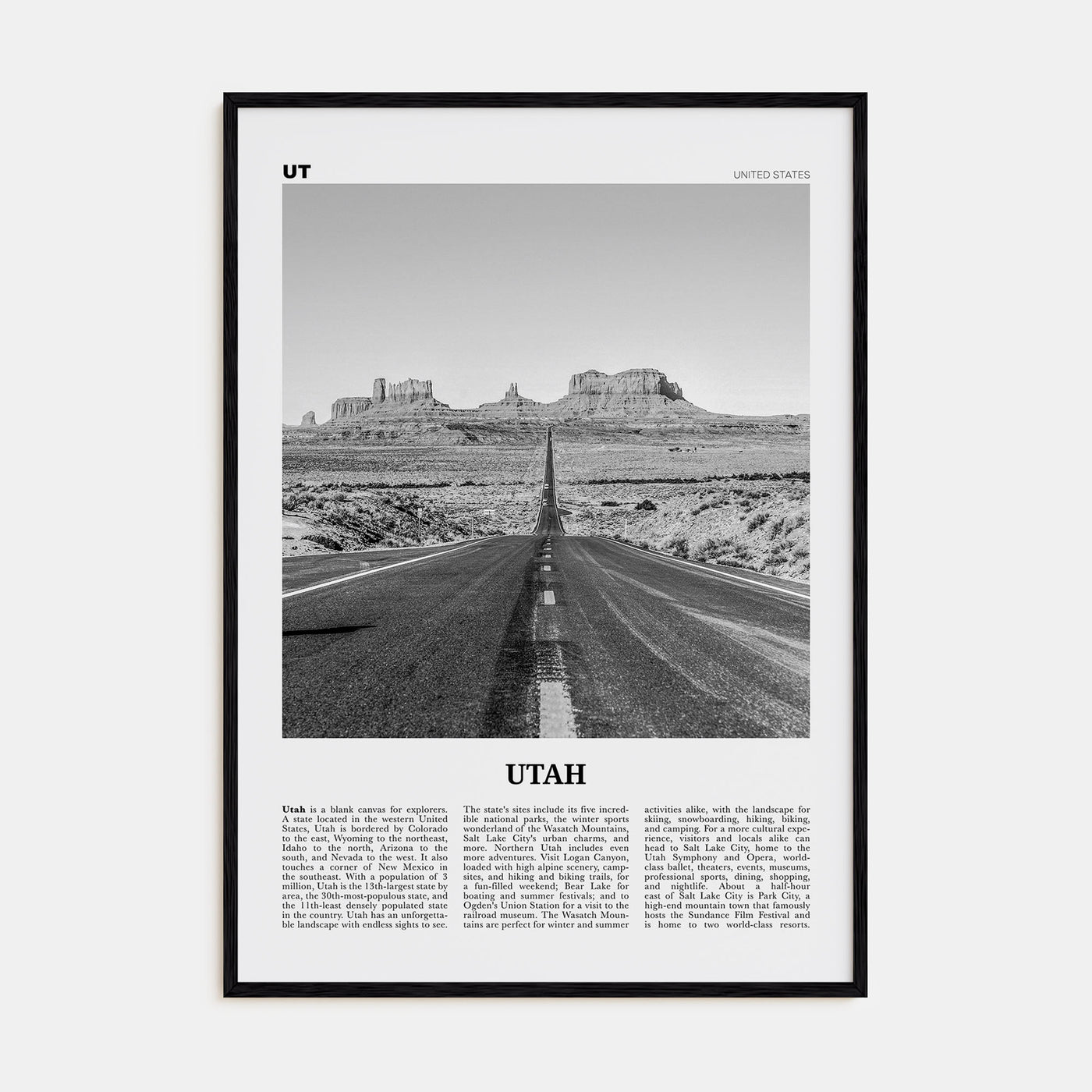 Utah Travel B&W No 1 Poster