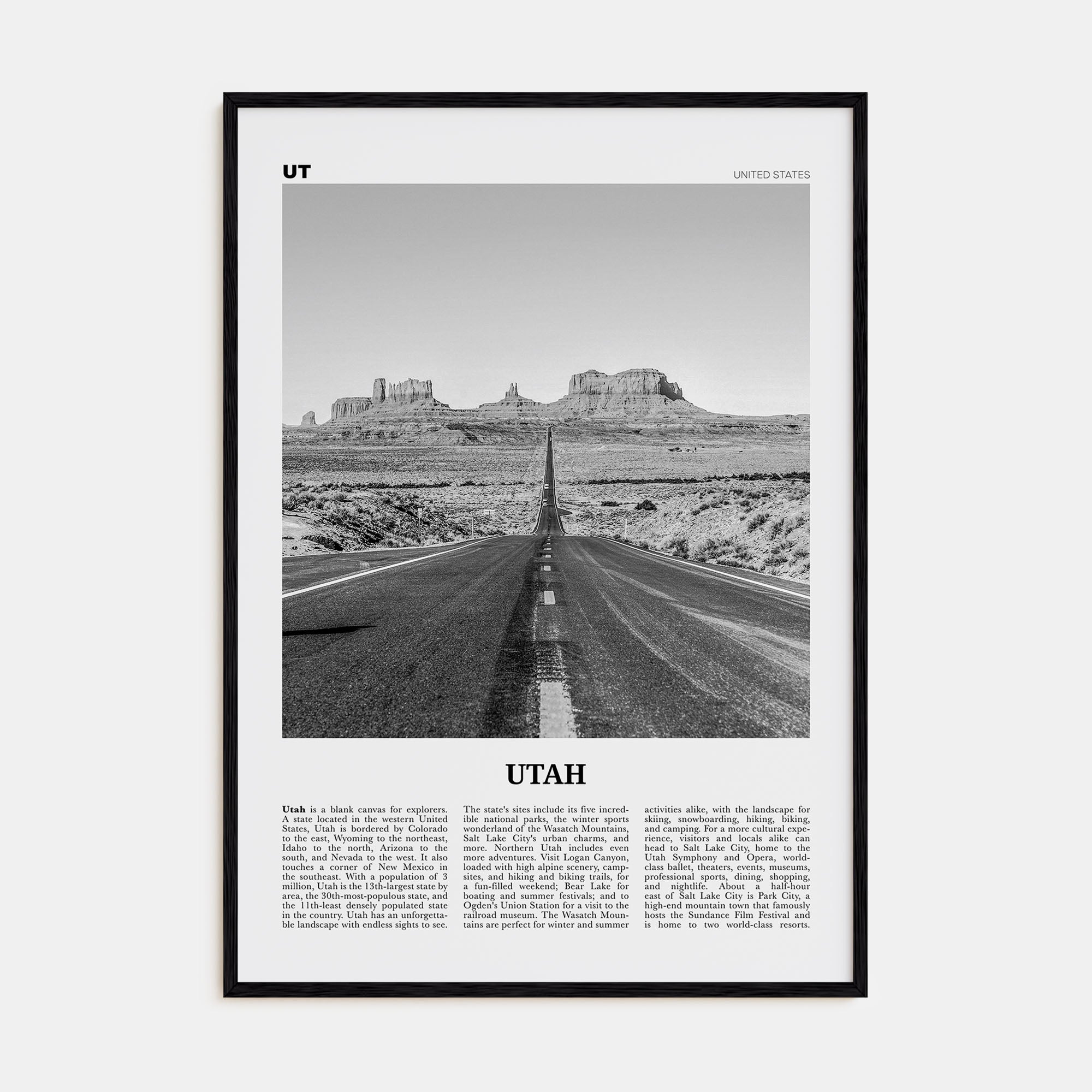 Utah Travel B&W No 1 Poster