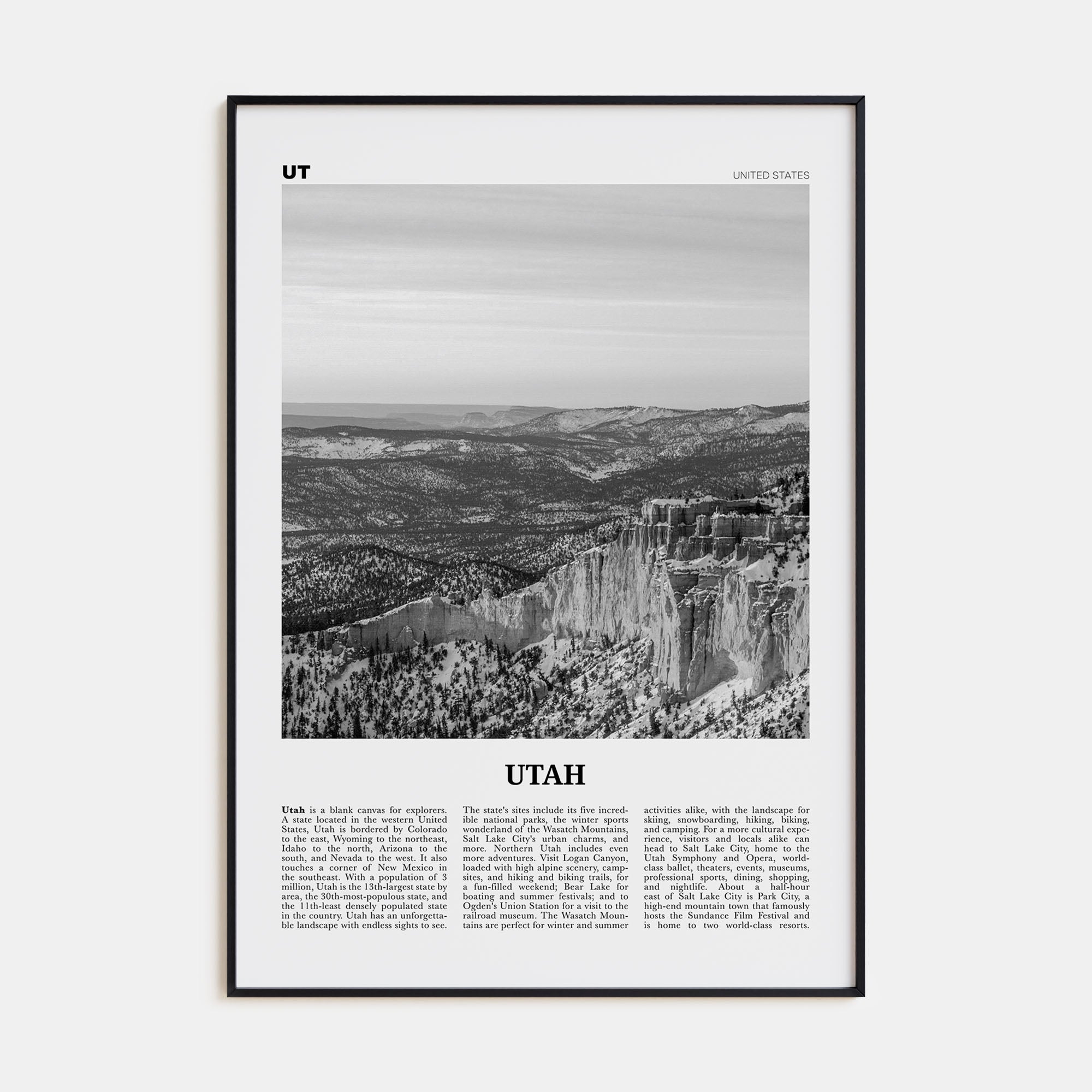 Utah Travel B&W No 2 Poster