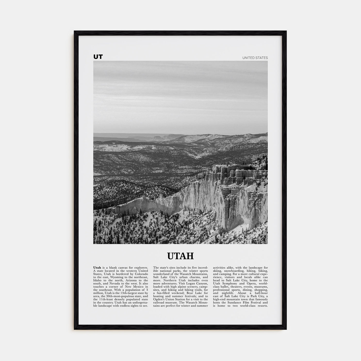 Utah Travel B&W No 2 Poster
