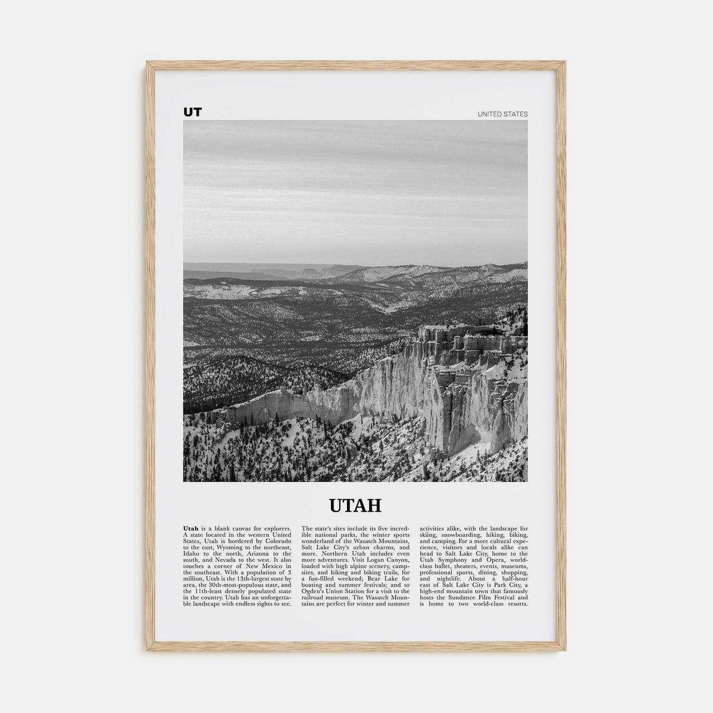 Utah Travel B&W No 2 Poster