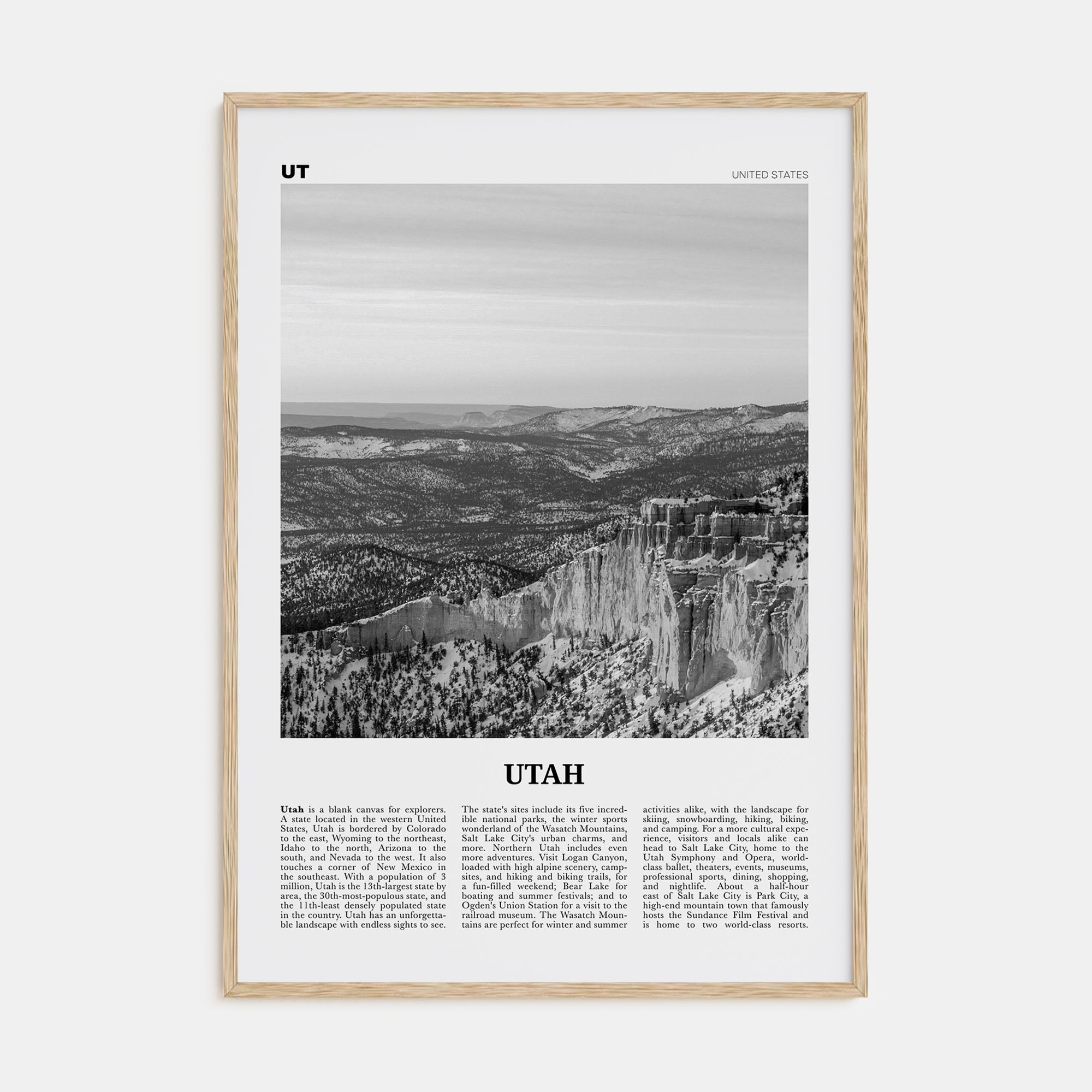 Utah Travel B&W No 2 Poster