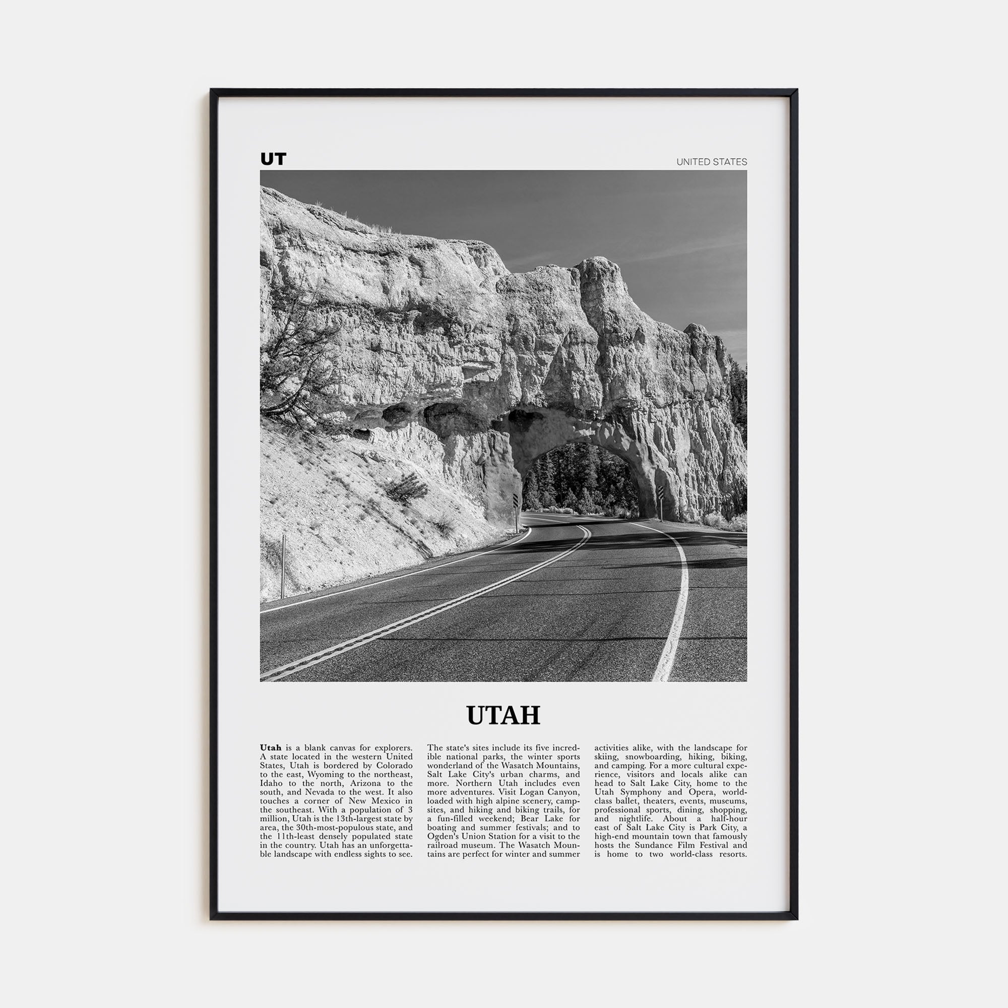 Utah Travel B&W No 3 Poster