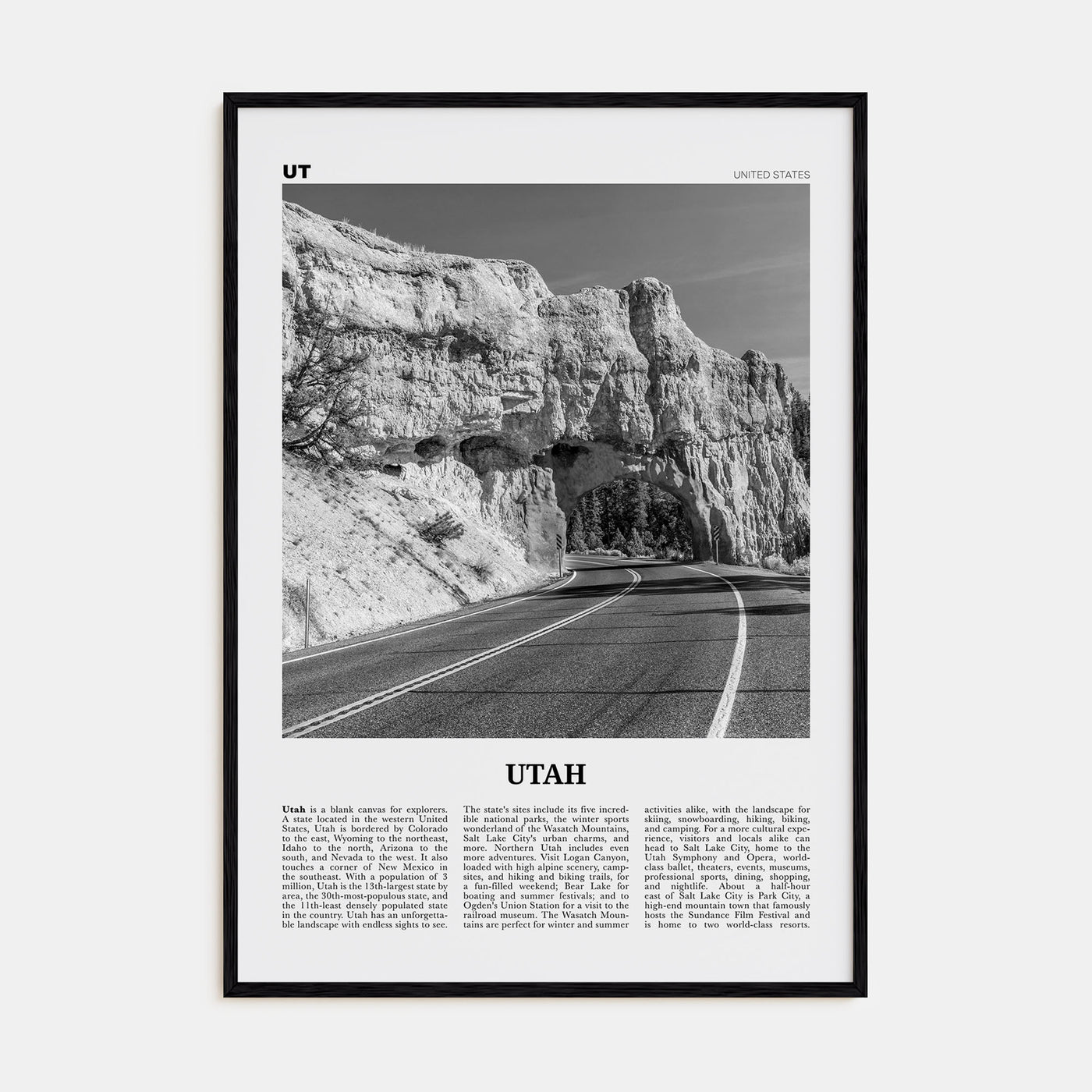 Utah Travel B&W No 3 Poster