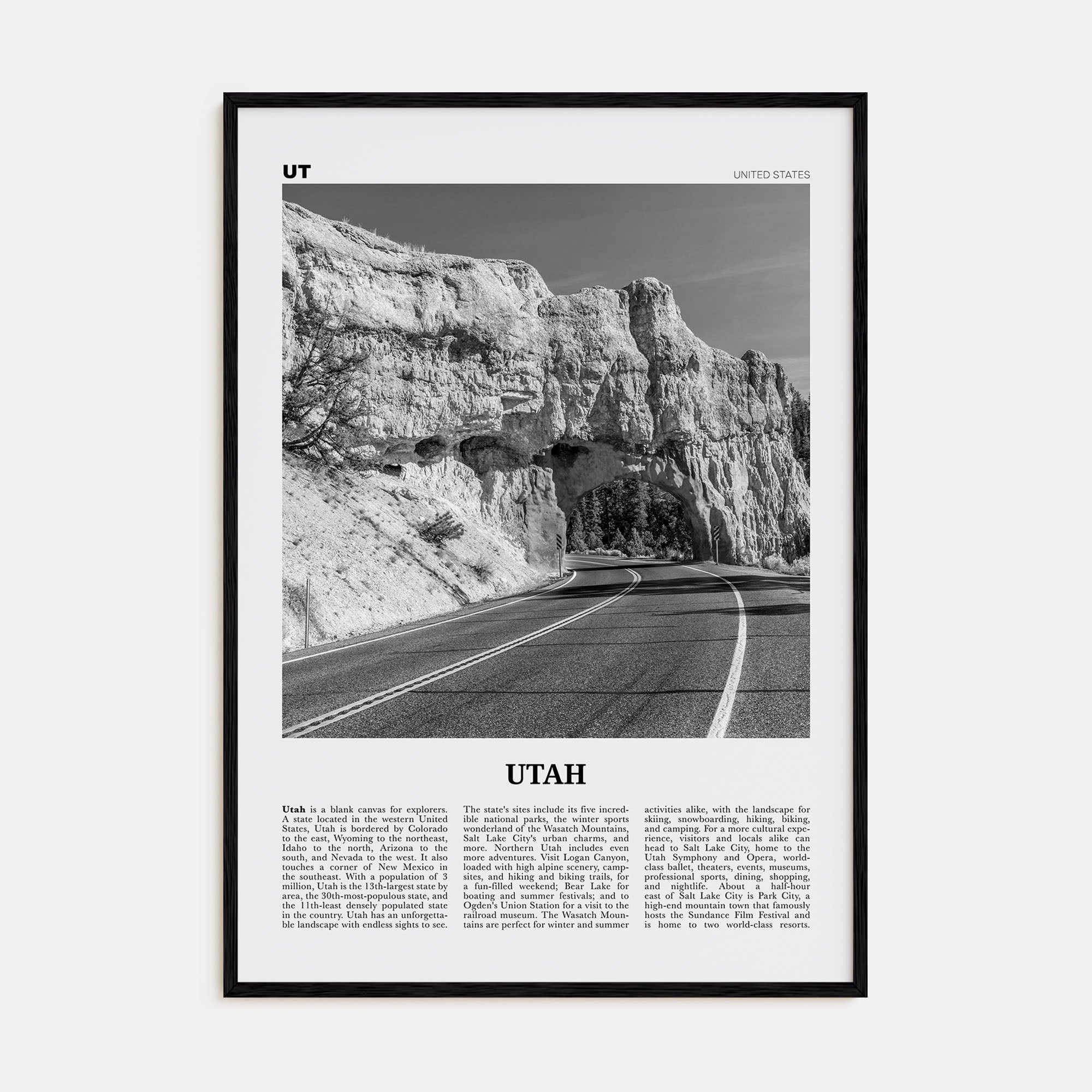 Utah Travel B&W No 3 Poster