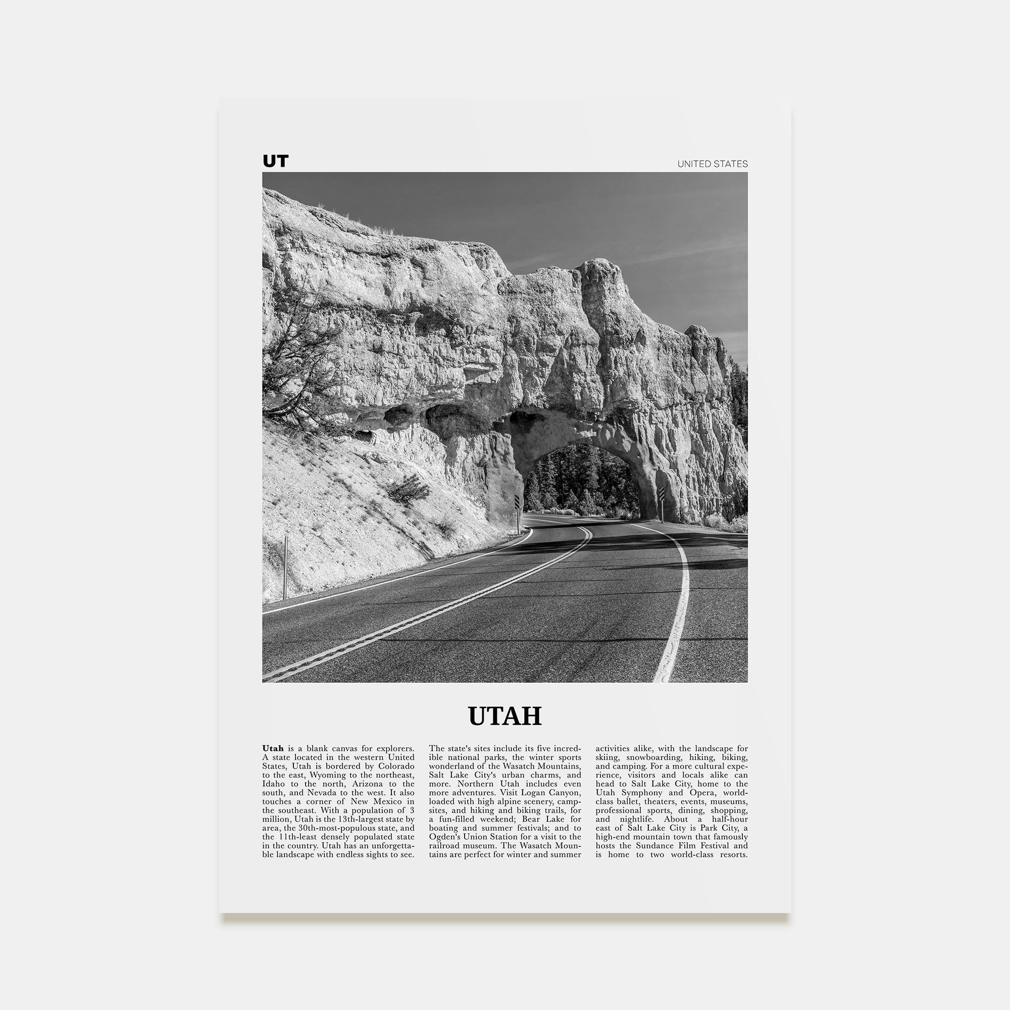 Utah Travel B&W No 3 Poster