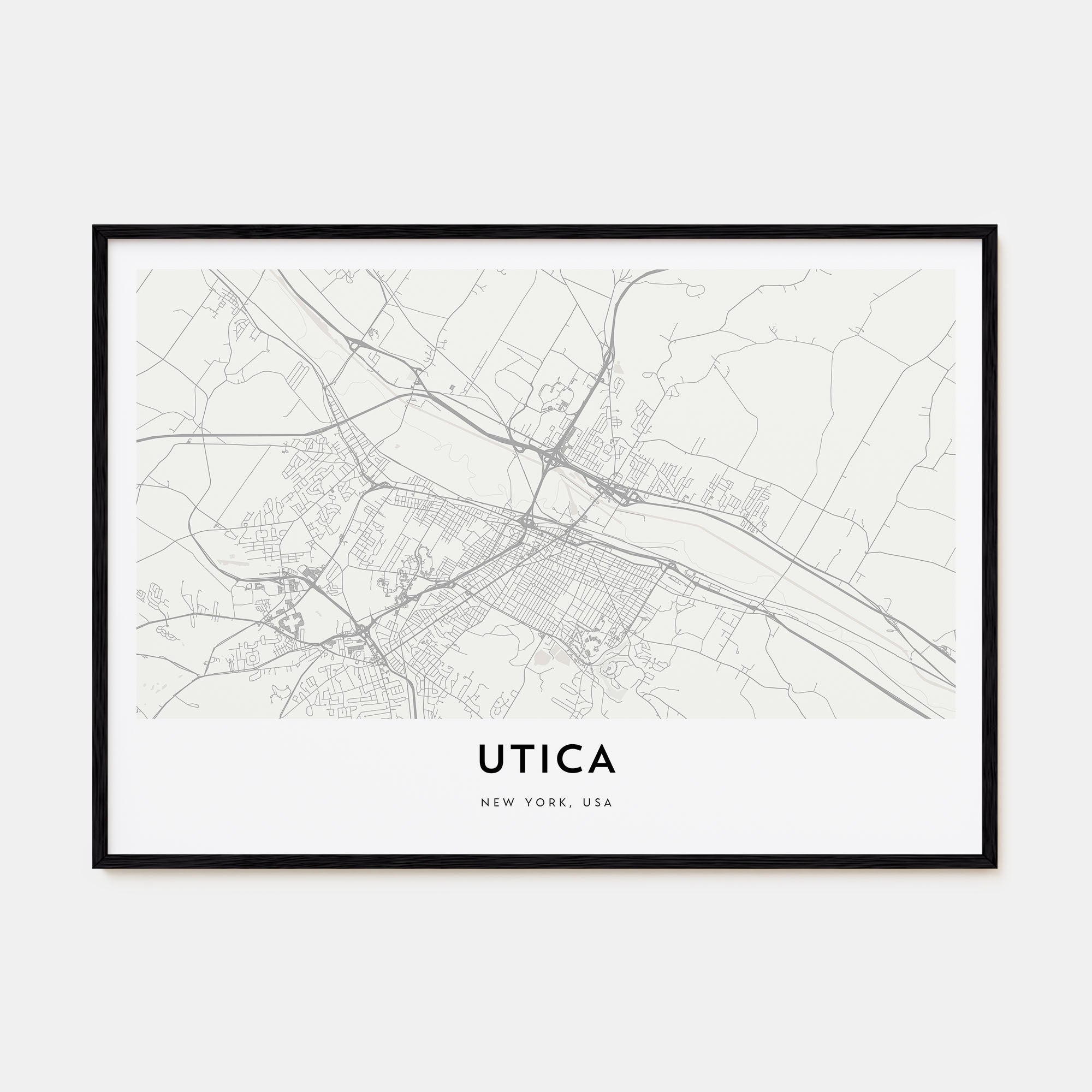Utica Map Landscape Poster