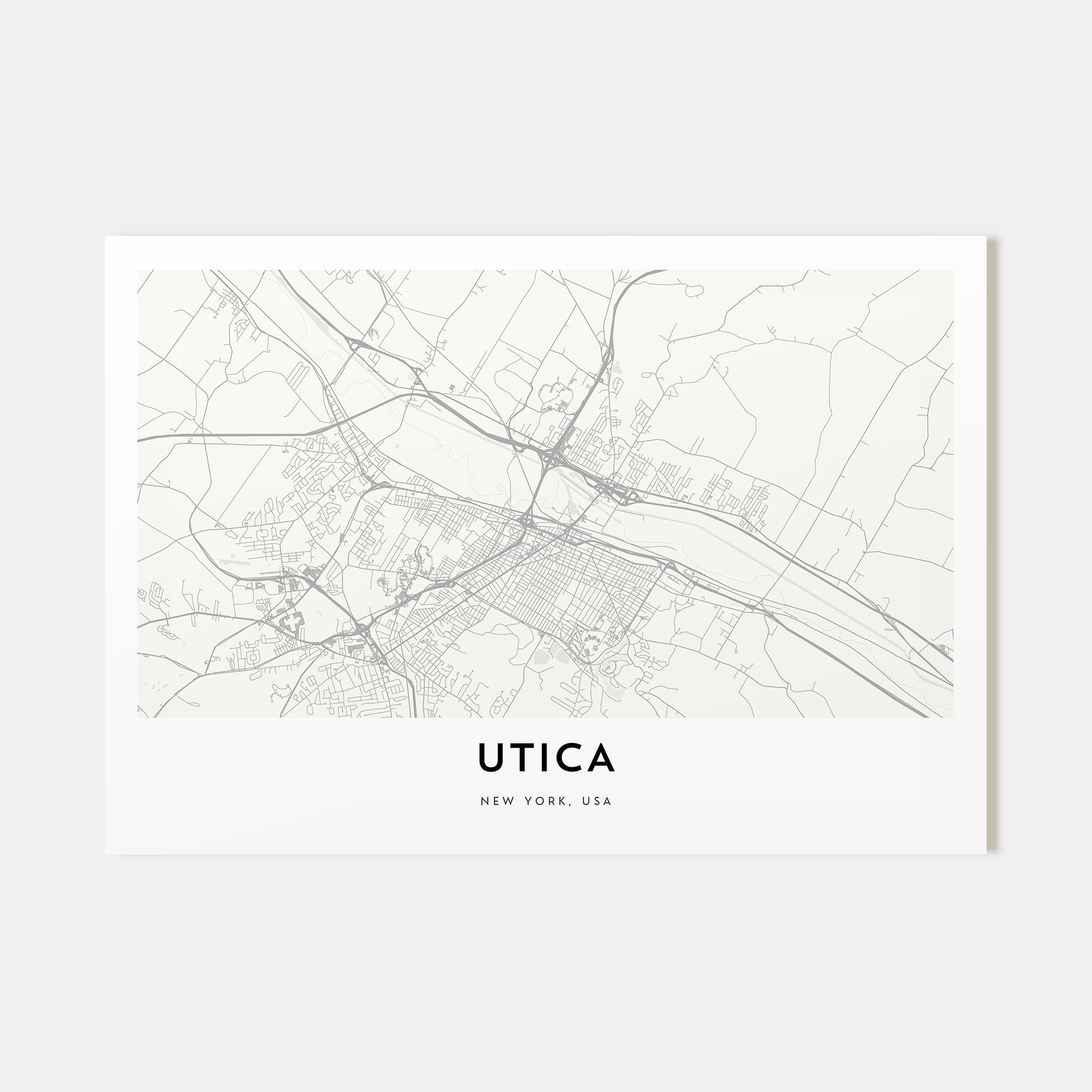 Utica Map Landscape Poster