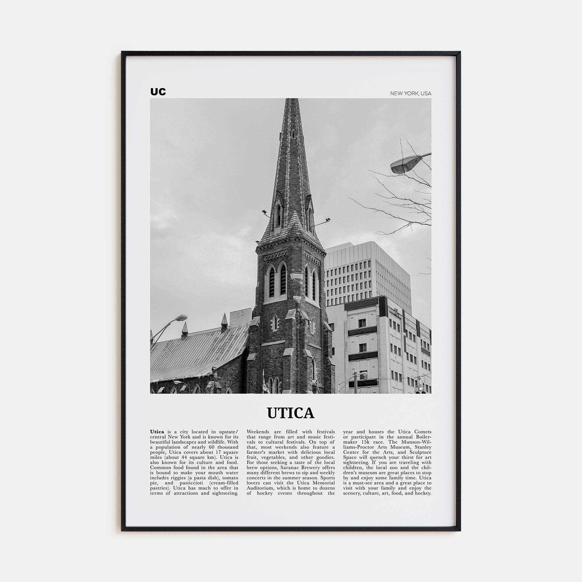 Utica Travel B&W Poster