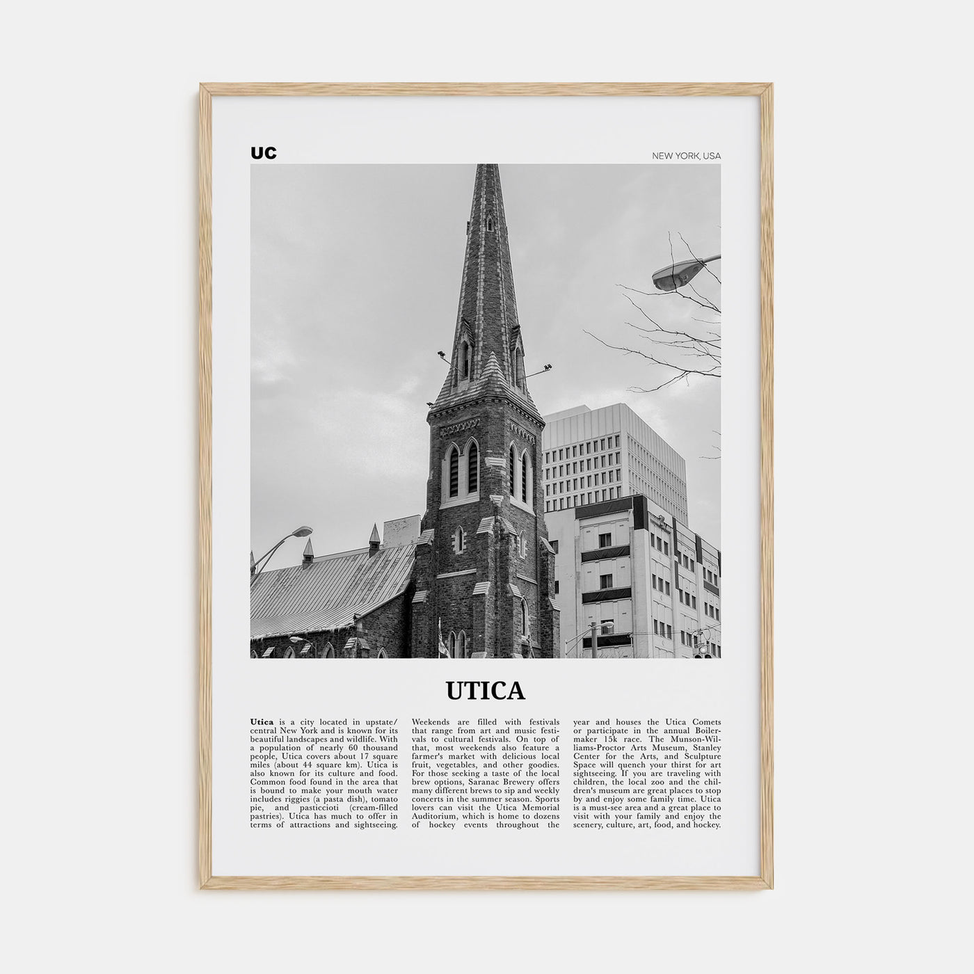 Utica Travel B&W Poster