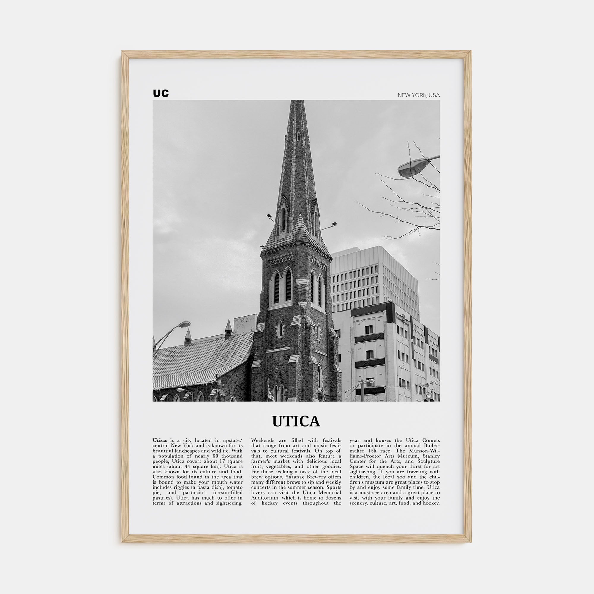 Utica Travel B&W Poster
