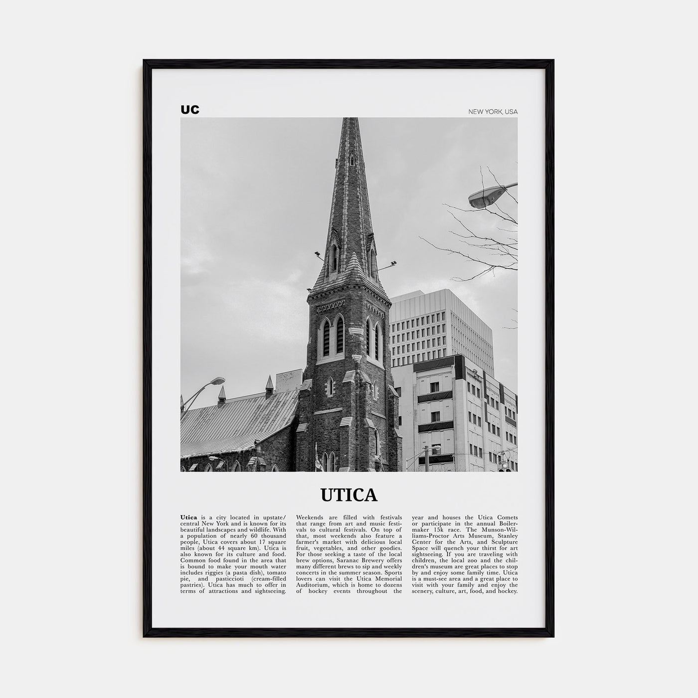 Utica Travel B&W Poster