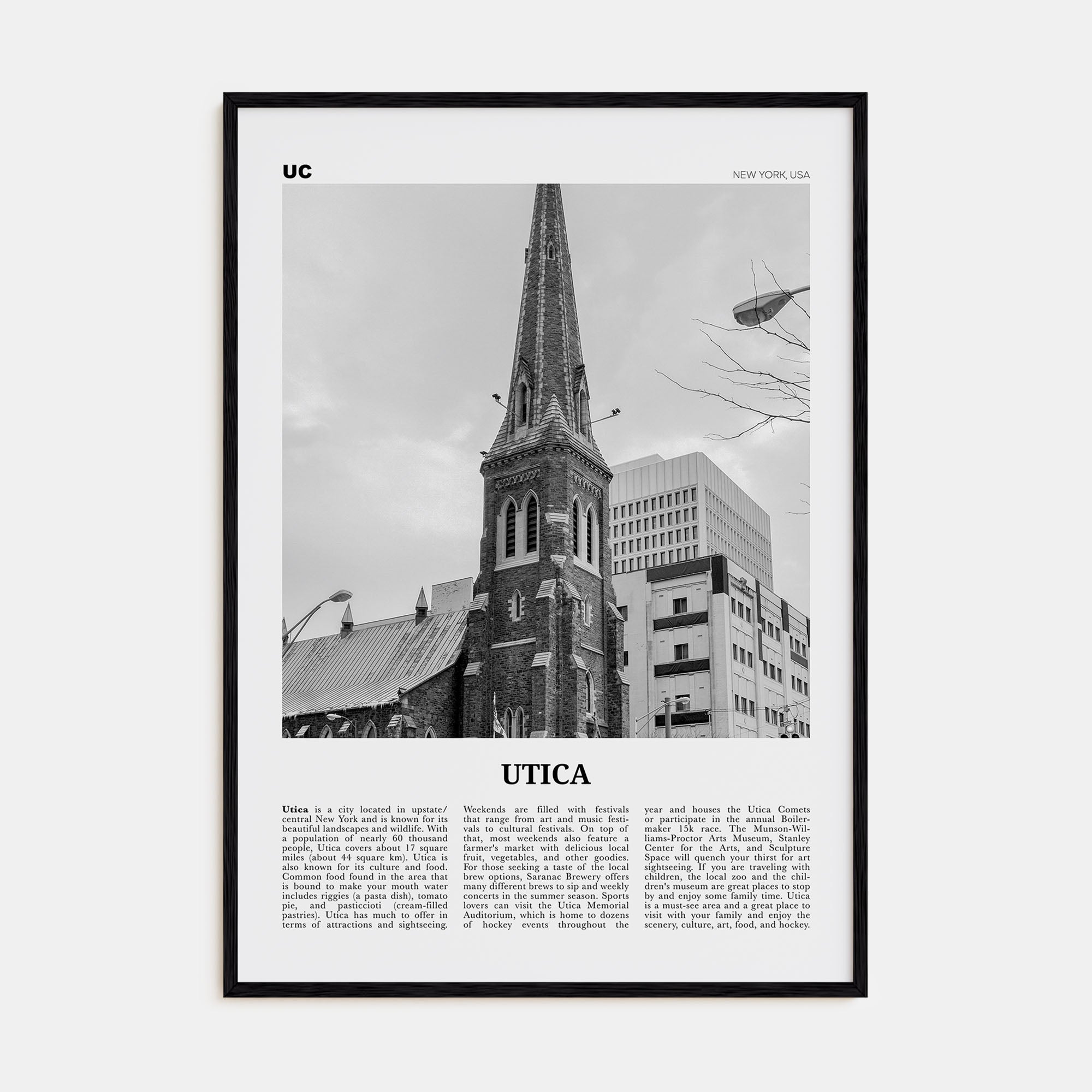 Utica Travel B&W Poster