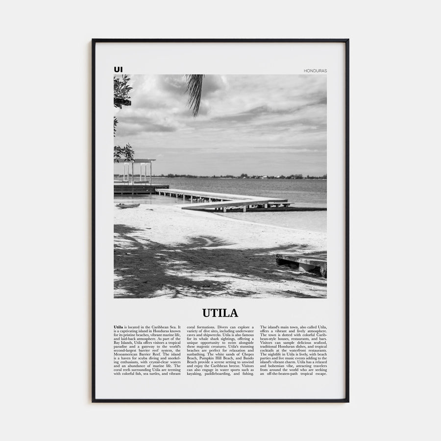 Utila Travel B&W Poster