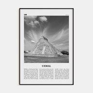 Uxmal Travel B&W Poster