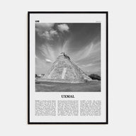 Uxmal Travel B&W Poster