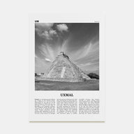 Uxmal Travel B&W Poster