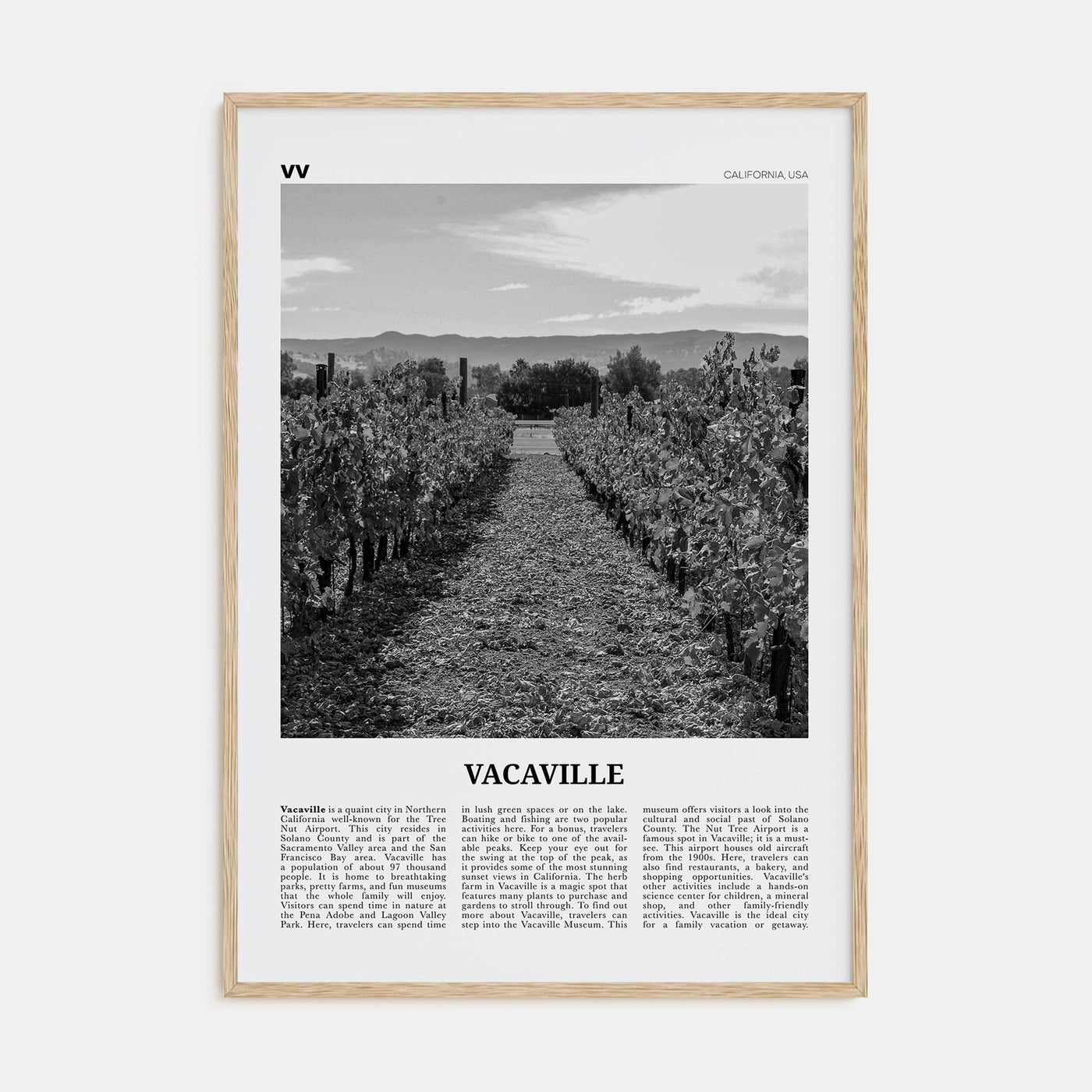 Vacaville Travel B&W Poster