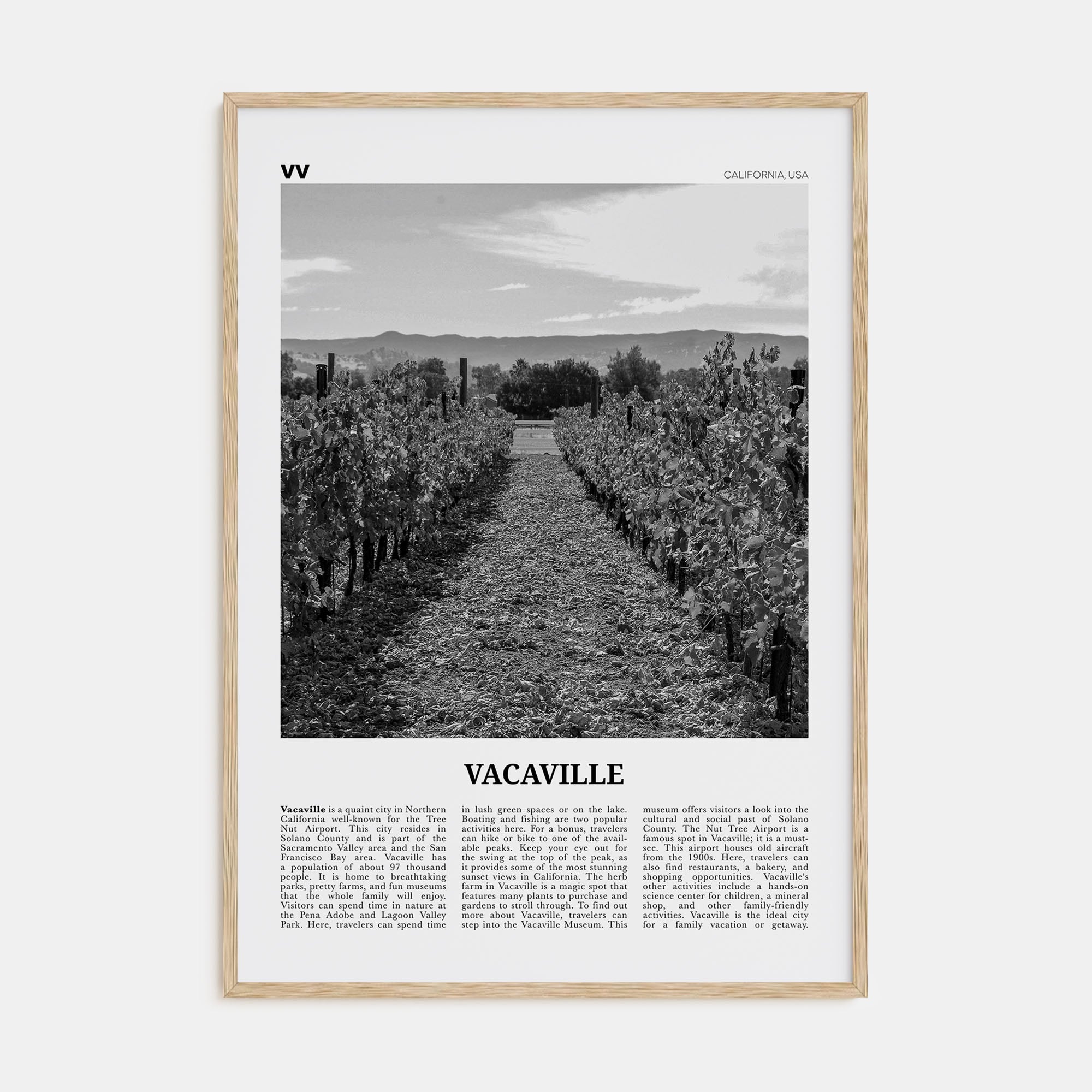 Vacaville Travel B&W Poster