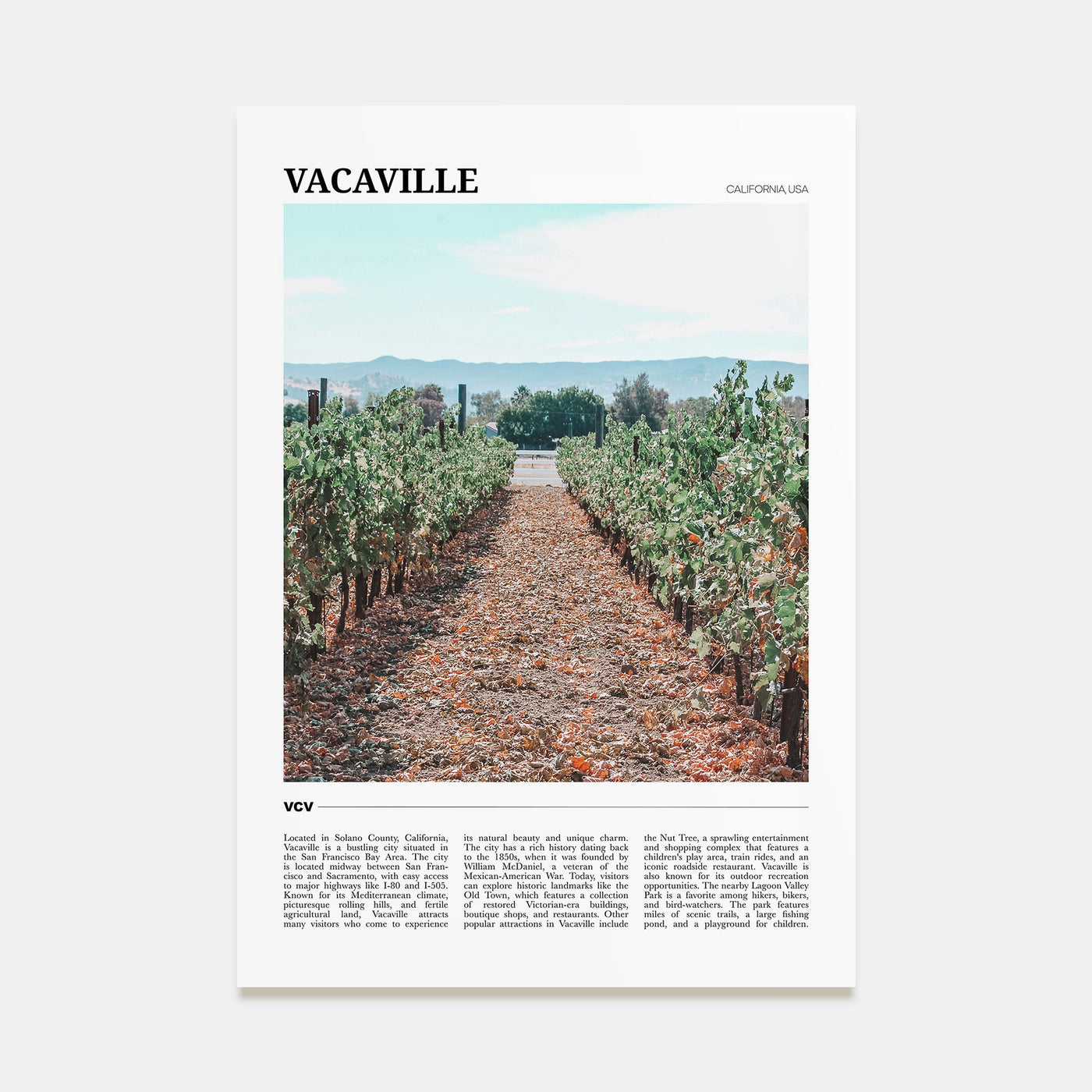 Vacaville Travel Color Poster